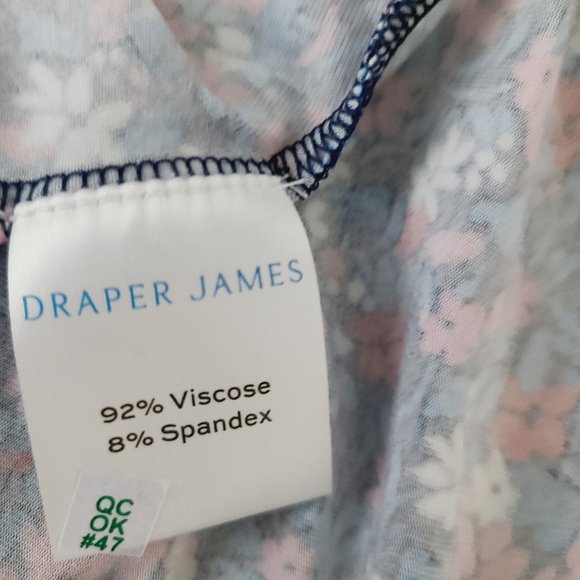 Draper James Midi Dress S Blue Multicolor Stretch Knit A-Line Short Sleeve Midi - Picture 7 of 7